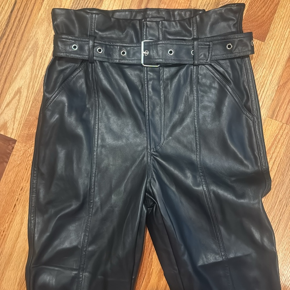 Blank NYC Belted Faux Leather Front Slit Pants - Picture 6 of 12